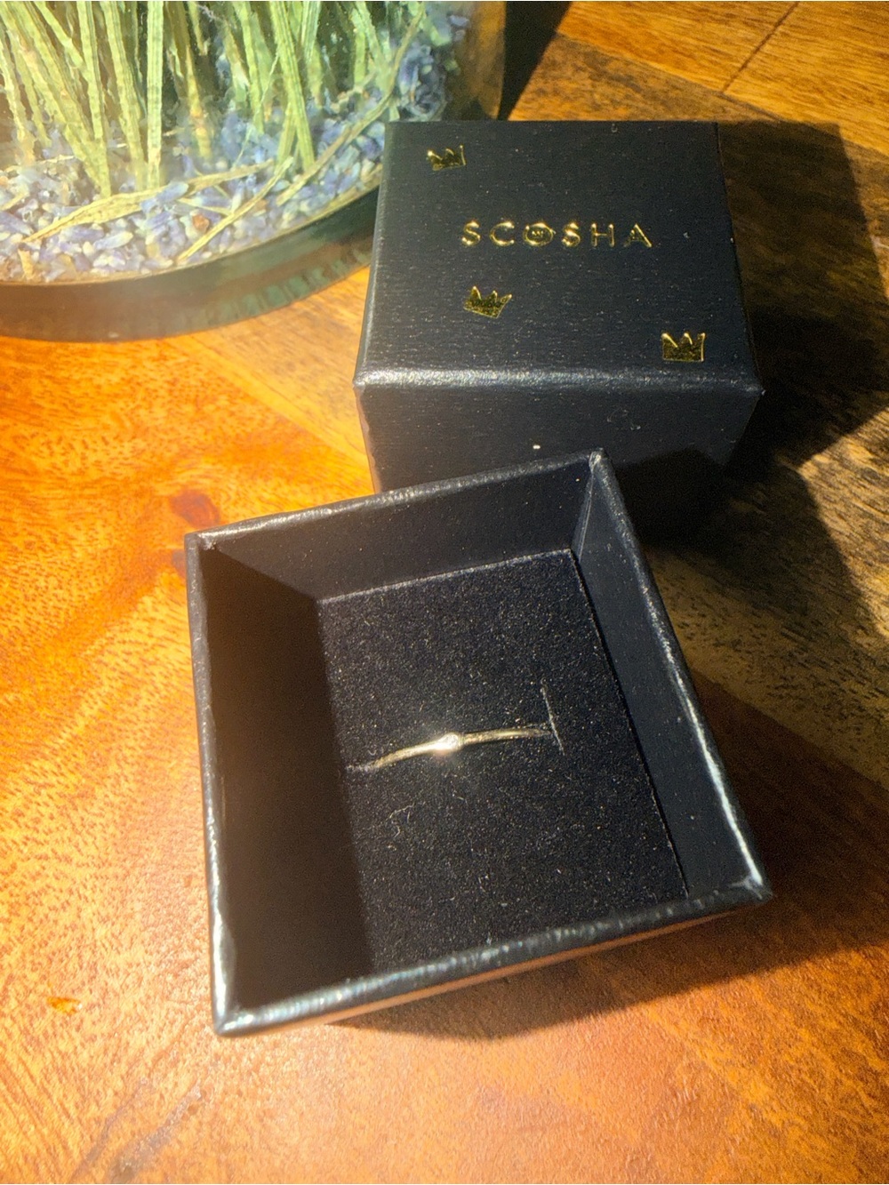 Scosha Solid 10k Gold Memory Ring With Diamond